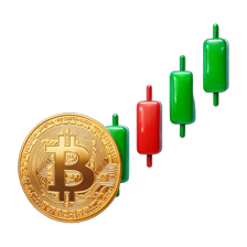 Candlestick chart and Bitcoin coin