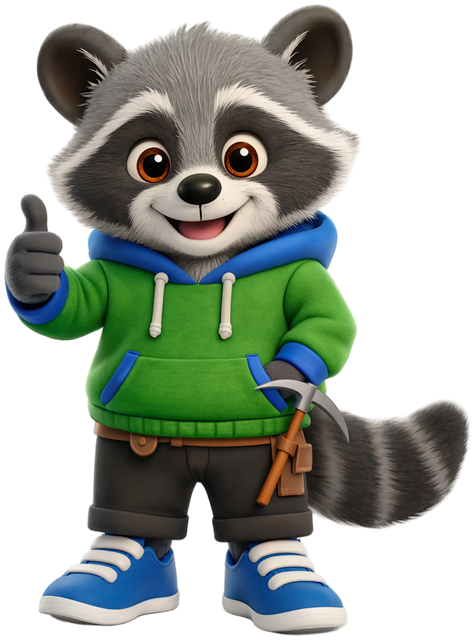 Pinnaro raccoon giving a thumbs up